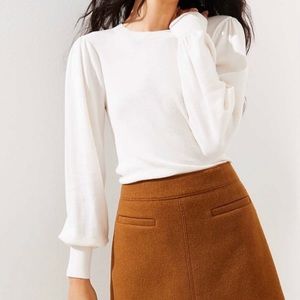 Ann Taylor LOFT Cream Puff Sleeve Top petite